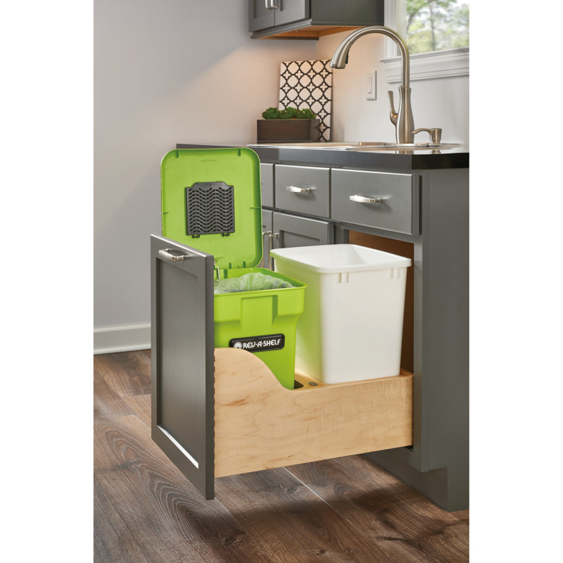 RevAShelf Wood Waste Kitchen Compost 6 Gallon Pull Out/Under Counter